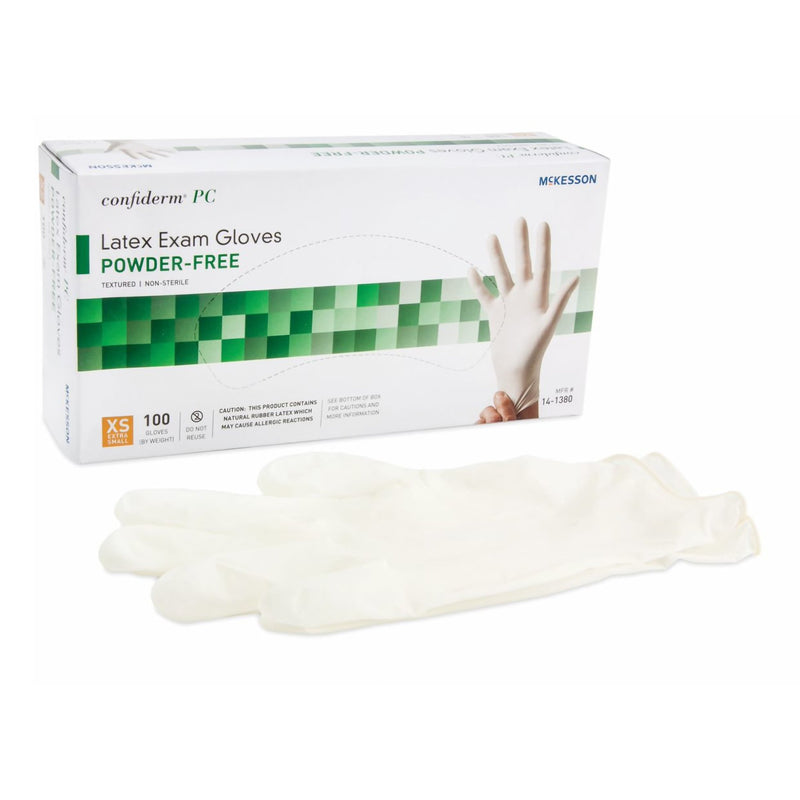 McKesson Extra Small Non-Sterile, Latex, Standard Cuff Length, Not Chemo Approved Exam Gloves, Ivory