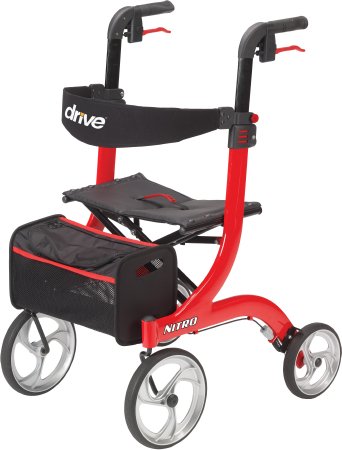 drive™ Nitro 4 Wheel Rollator, White