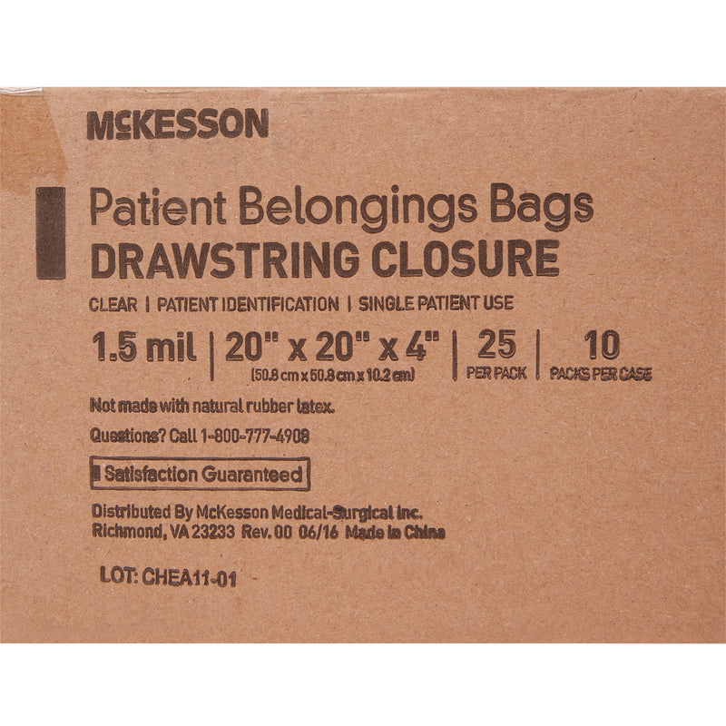 McKesson Patient Belongings Bag, Clear