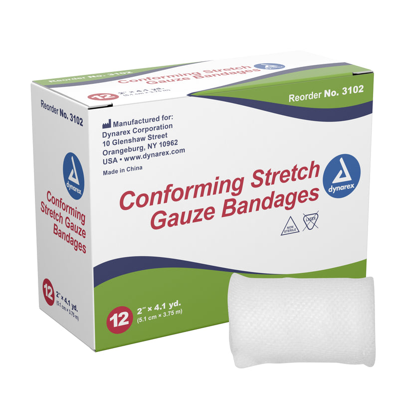 Dynarex® NonSterile Conforming Bandage, 2 Inch x 4-1/10 Yard