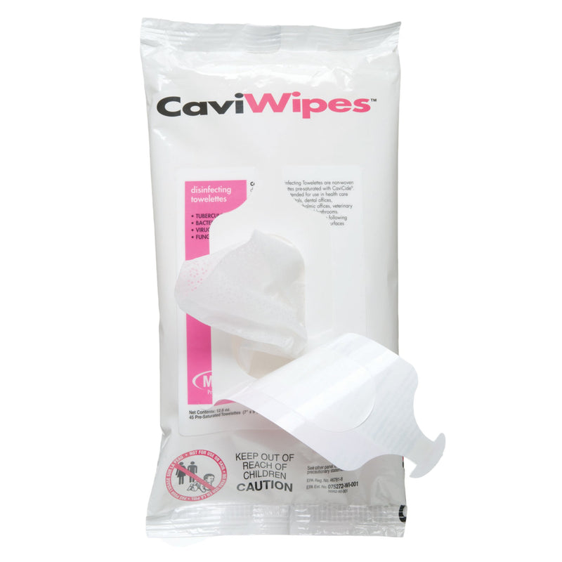 Metrex CaviWipes Surface Disinfectant Alcohol-Based Wipes, Non-Sterile, Disposable, Alcohol Scent, Soft Pack, 7 X 9 Inch