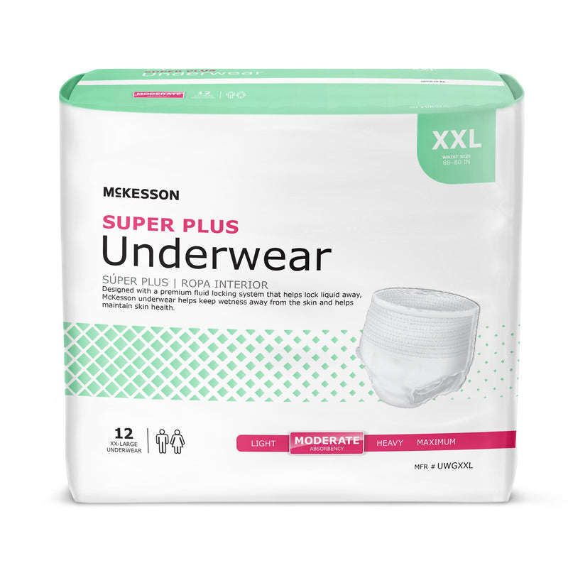 McKesson Super Plus Underwear, Adult Unisex, 2X-Large, Disposable, Latex-Free