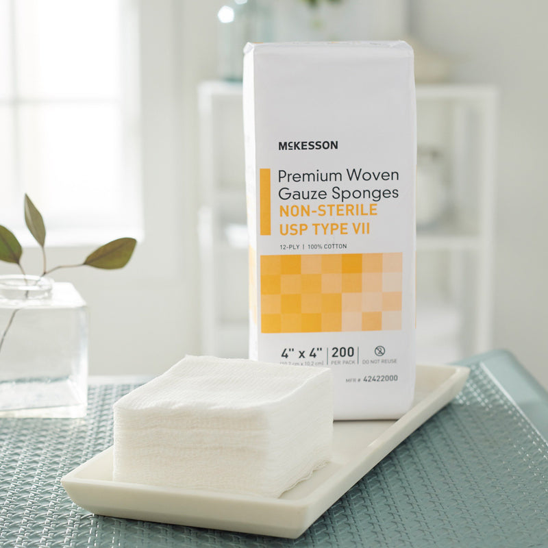 McKesson NonSterile USP Type VII Gauze Sponge, 4 x 4 Inch