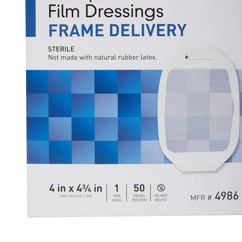 McKesson Octagonal Sterile Dressing with Frame-Style Delivery, 4 x 4-3/4 Inch, Transparent