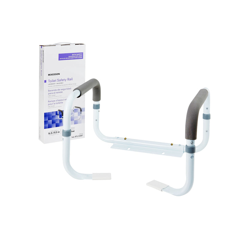 McKesson Toilet Safety Rail, White Steel, Width-Adjustable