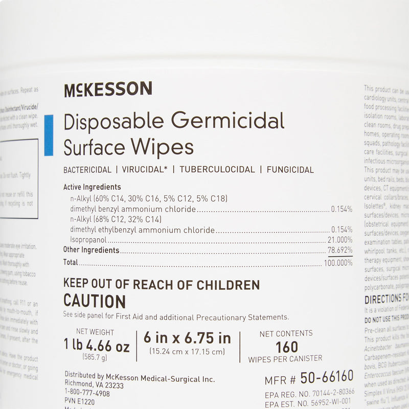 McKesson Surface Disinfectant Wipes, Large Canister