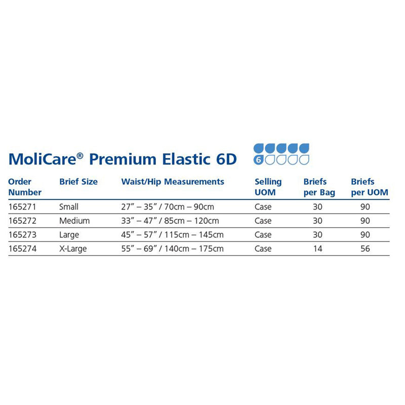 MoliCare® Premium Elastic Incontinence Brief, 6D, Medium