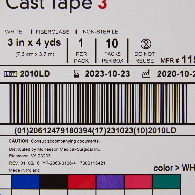 McKesson White Cast Tape, 3 Inch x 4 Yard