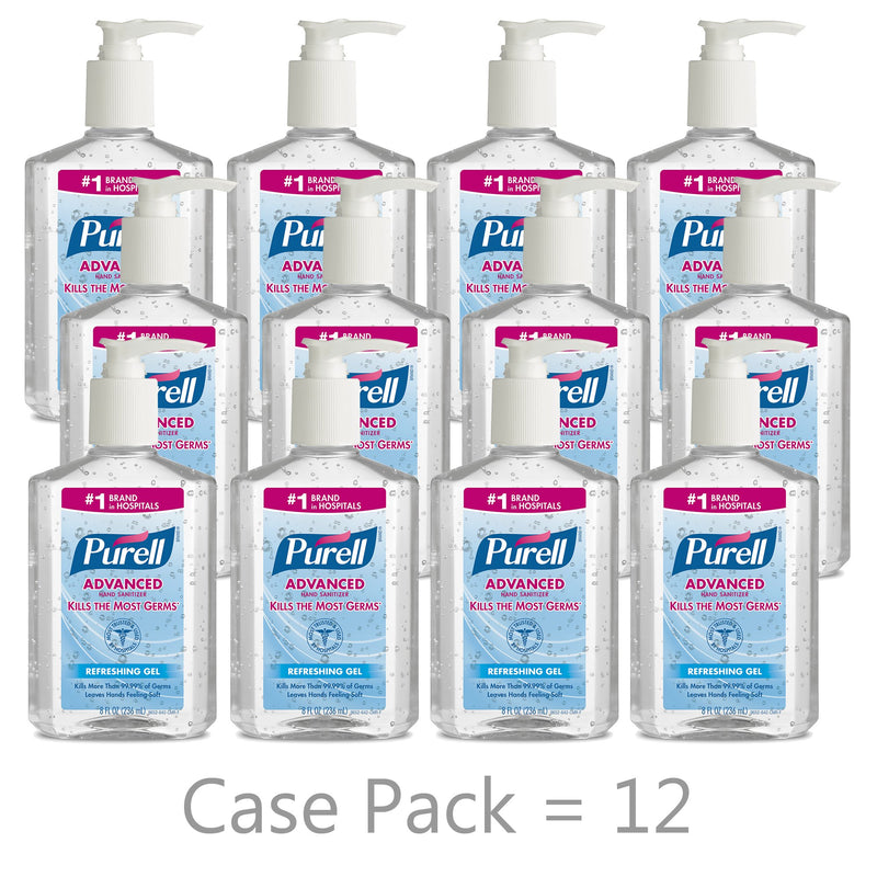 Purell Advanced Hand Sanitizer 8 oz Ethyl Alcohol Gel Pump Bottle, 70%