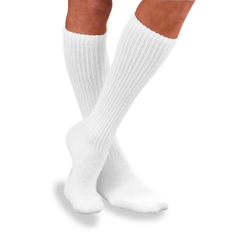 JOBST SensiFoot Diabetic Compression Socks, Knee High, White, Closed Toe, Large