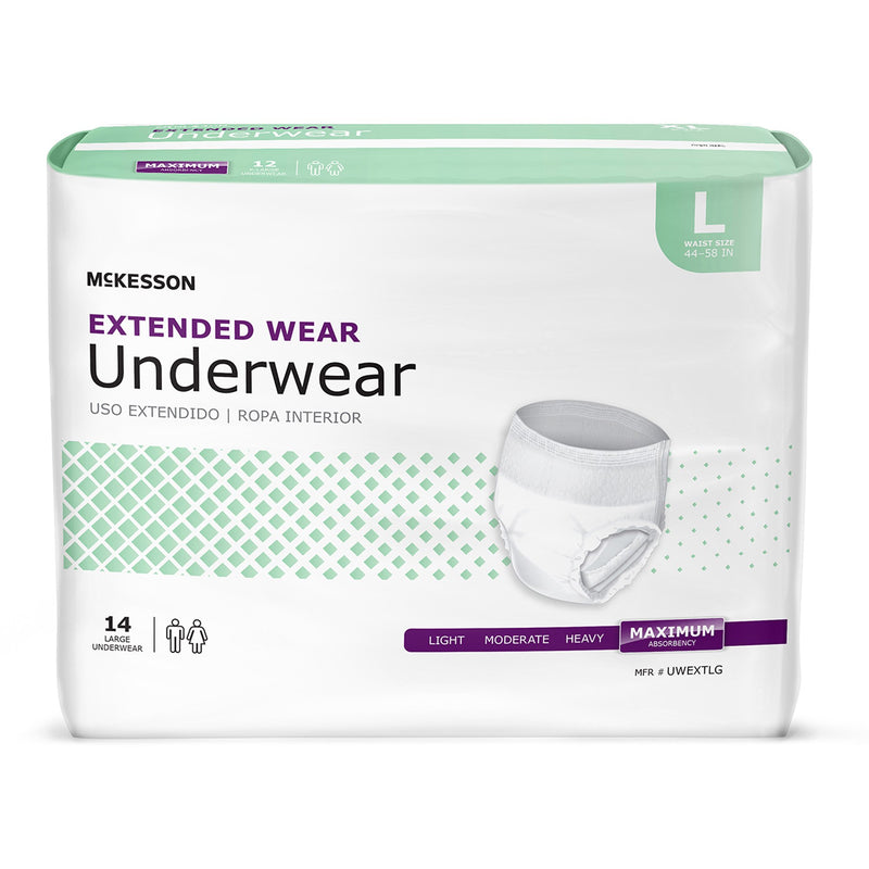 McKesson Extended Wear Maximum Absorbent Underwear, Large