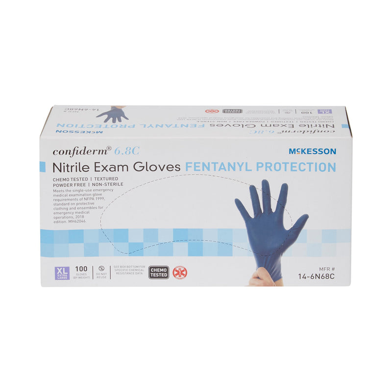 McKesson Confiderm® 6.8C Nitrile Exam Glove, Extra Large, Blue