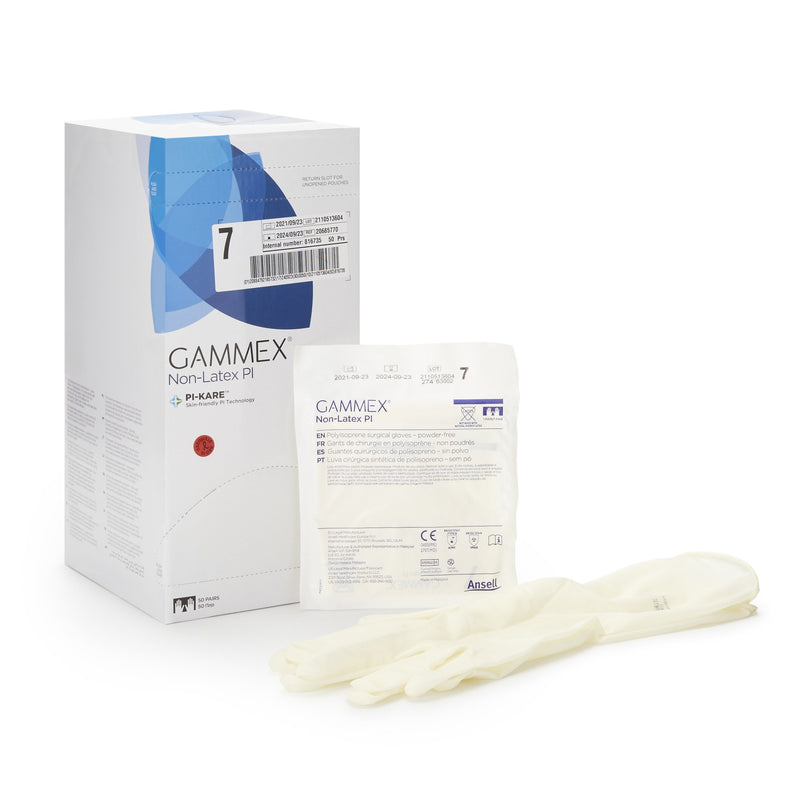 Gammex® Non-Latex PI Polyisoprene Standard Cuff Length Surgical Glove, Size 7, White