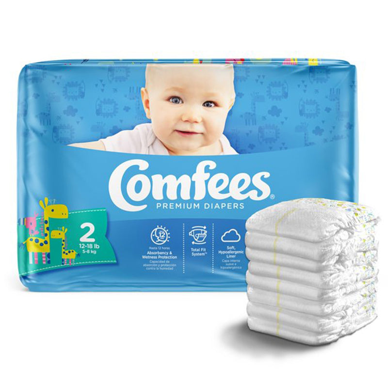 Attends Comfees Premium Baby Diapers, Unisex, Tab Closure, Size 2