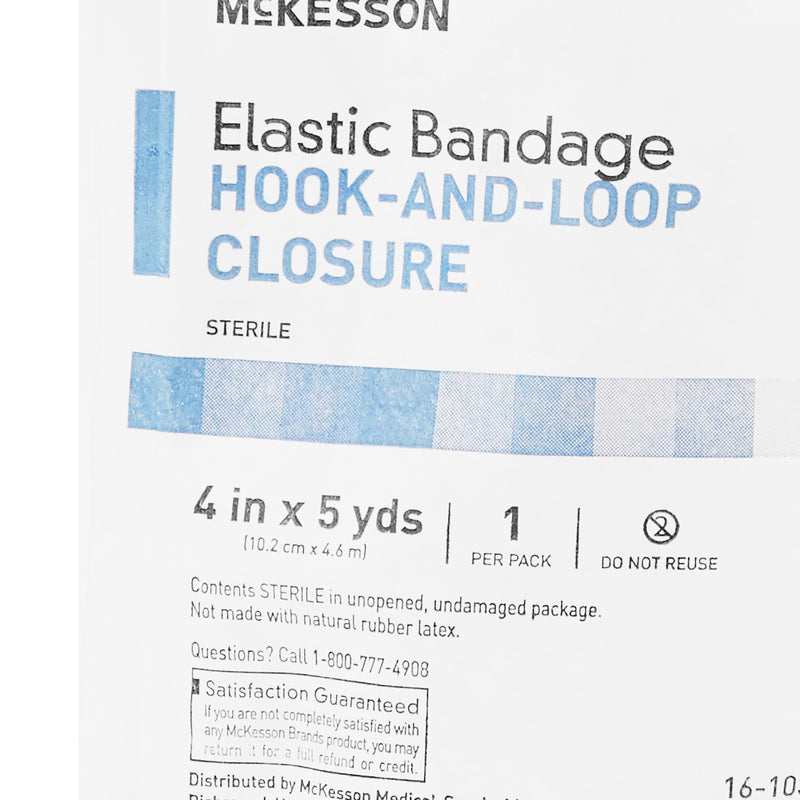 McKesson Hook and Loop Closure Elastic Bandage, 4 Inch x 5 Yard