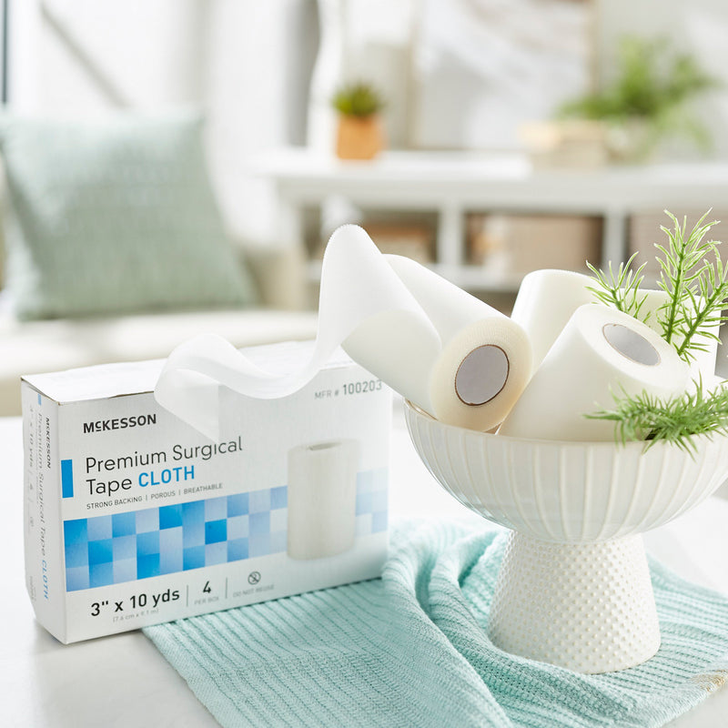 McKesson Silk-Like Cloth Medical Tape, 3 Inch x 10 Yard, White