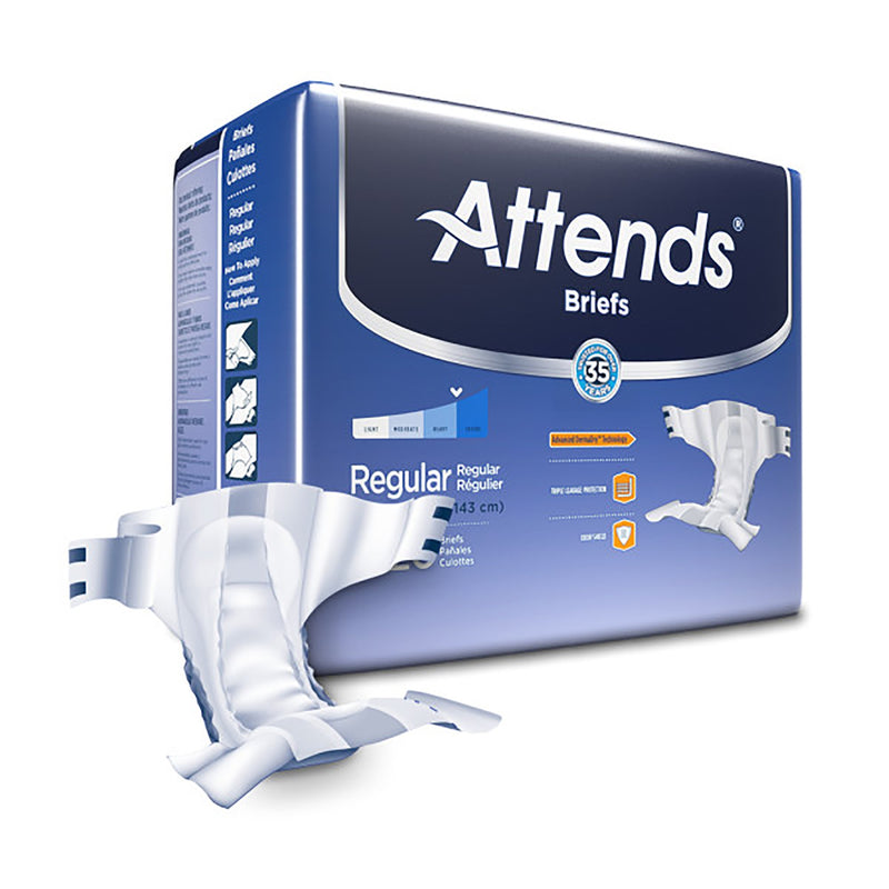 Attends Briefs, Adult, Regular, Heavy Absorbency, Disposable, White