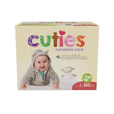 Cuties® Complete Care Diaper, Size 3, 180 per Box