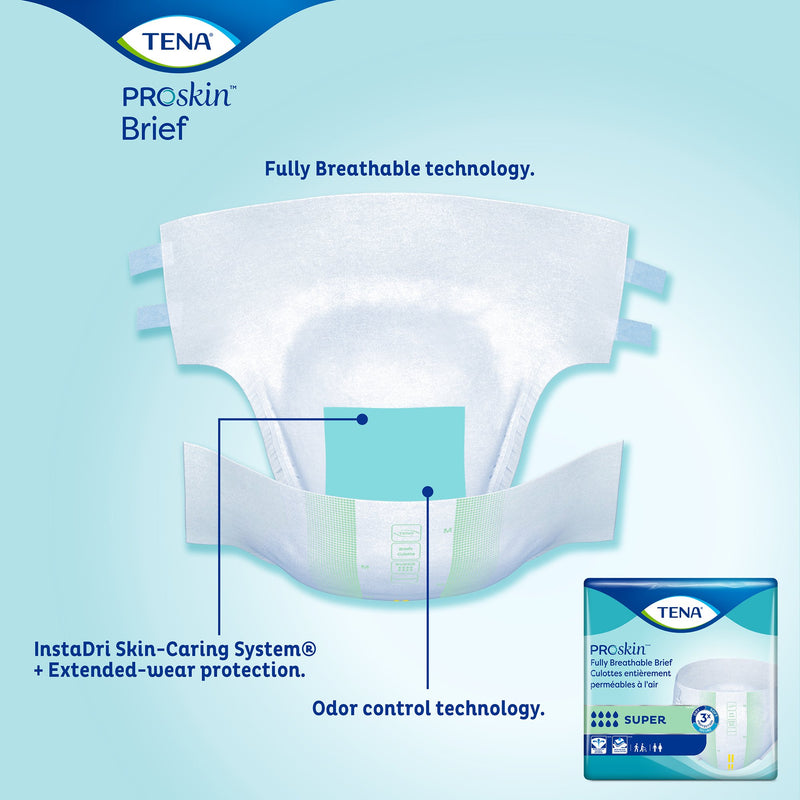 TENA Super Adult Heavy-Absorbent Incontinence Brief, X-large, 60" to 64" Waist / Hip