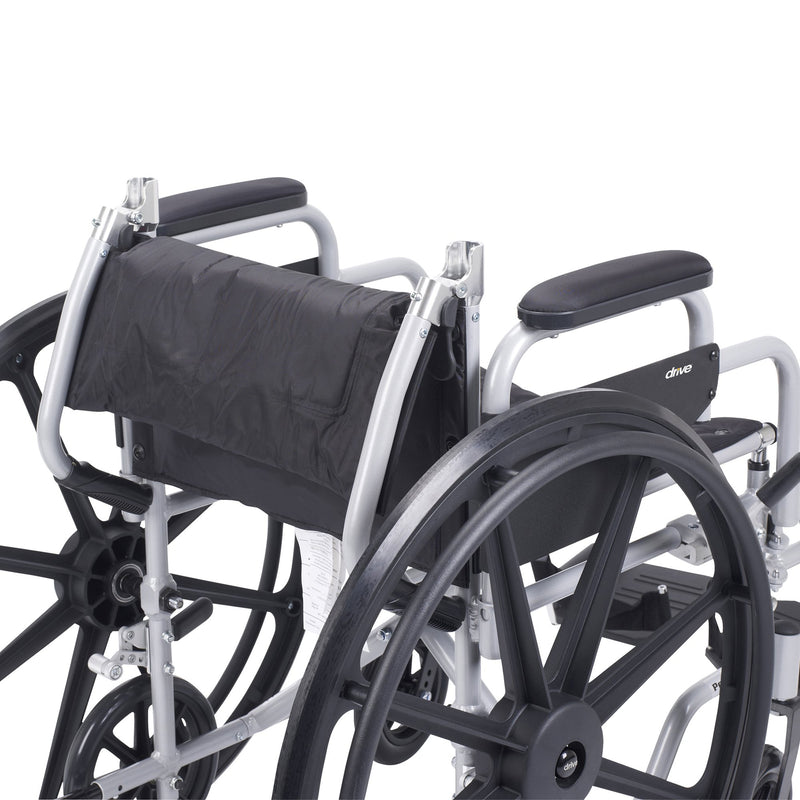 drive™ Poly-Fly High Strength Lightweight Wheelchair / Flyweight Transport Chair, Black with Silver Finish