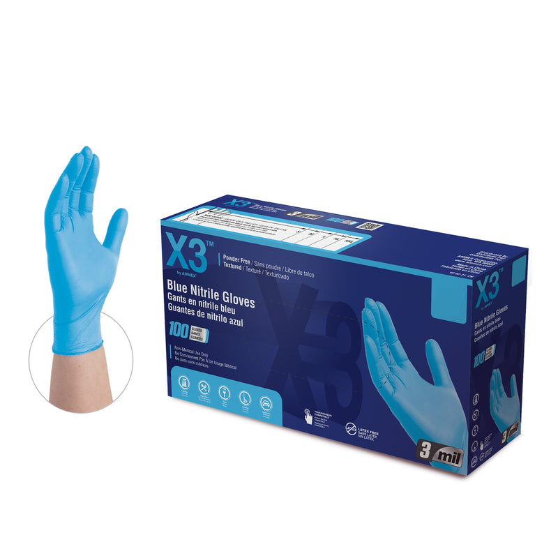 X3 Navy Blue Nitrile PF Ind Gloves