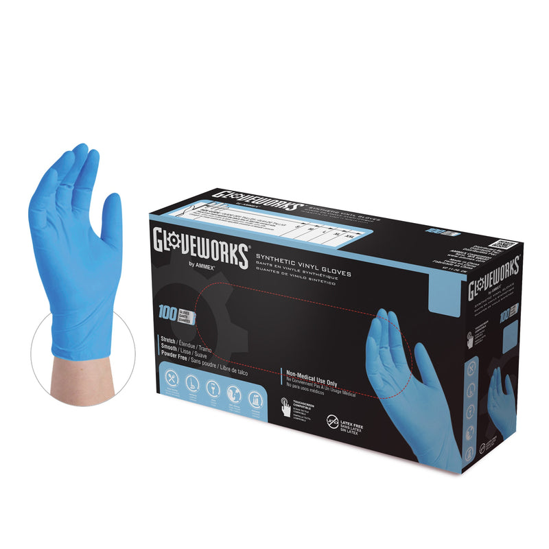 Gloveworks Blue Synthetic Vinyl Disposable Gloves