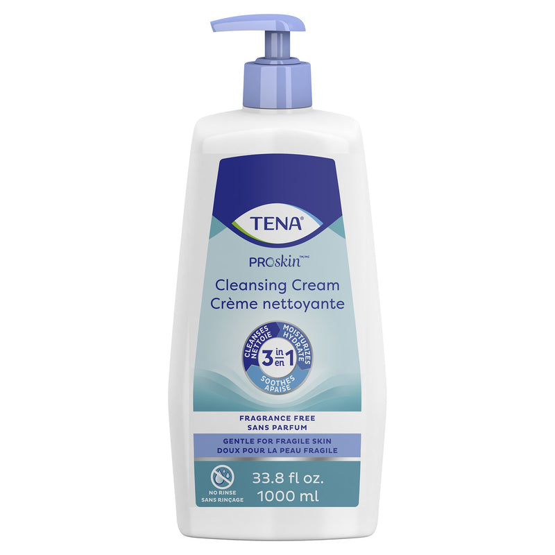 Tena® Body Wash Cleansing Cream, Alcohol-Free, 3-in-1 Formula, Unscented, 1,000 ml, Pump Bottle