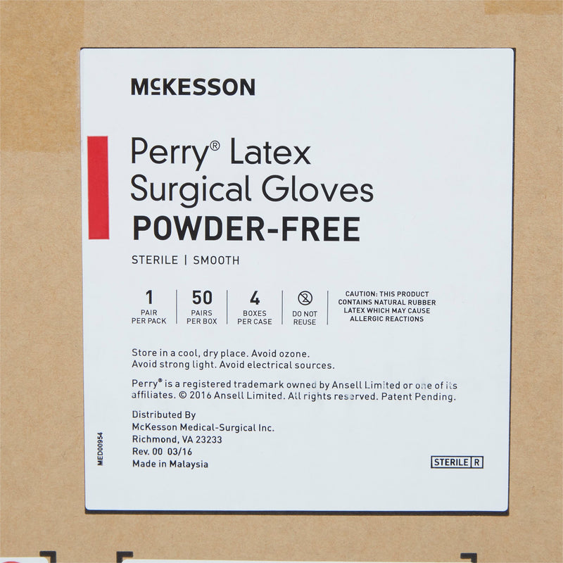 McKesson Perry® Performance Plus Latex Standard Cuff Length Surgical Glove, Size 6½, Cream