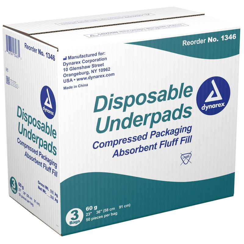 Dynarex® Absorbent Fluff Fill Underpad, 23 x 36 Inch