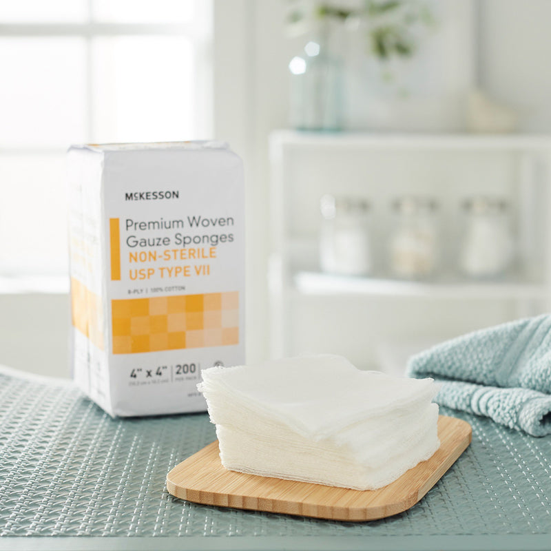 McKesson NonSterile USP Type VII Gauze Sponge, 4 x 4 Inch