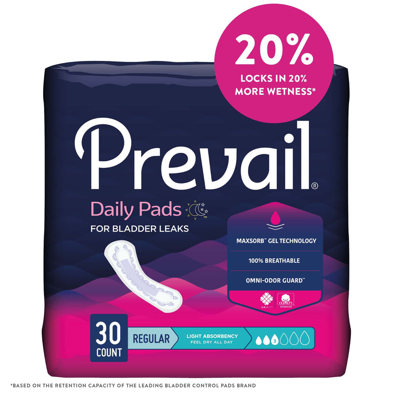 Prevail® Daily Pads Light Absorbency Bladder Control Pad, 9¼ Inch