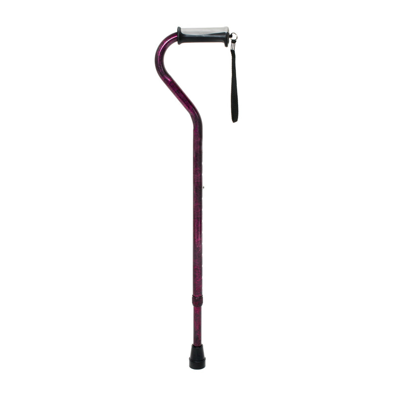 McKesson Red Crackle Print Offset Cane, Aluminum, 30 – 39 Inch Height