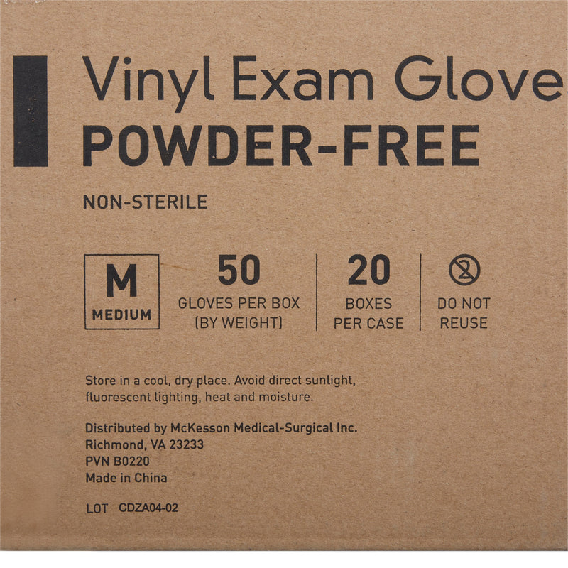 McKesson Confiderm® Vinyl Exam Glove, Medium, Clear
