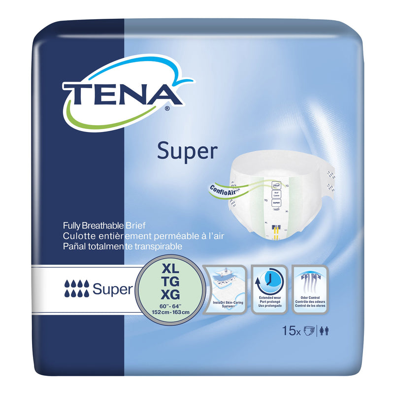 TENA Super Adult Heavy-Absorbent Incontinence Brief, X-large, 60" to 64" Waist / Hip