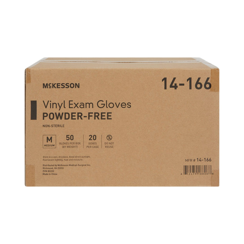 McKesson Confiderm® Vinyl Exam Glove, Medium, Clear