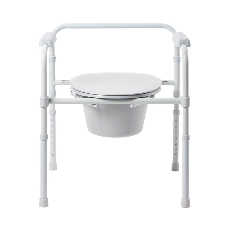 McKesson Folding Fixed Arm Steel Commode Chair, 15½ – 21¾ Inch