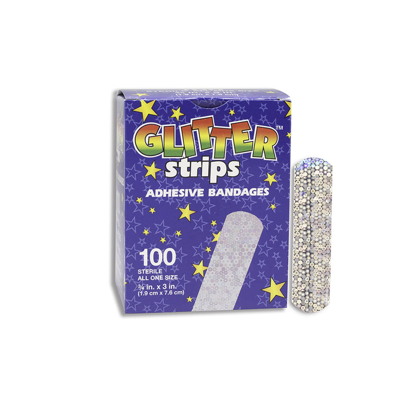 Glitter™ Stat Strip® Kid Design (Glitter Stars and Stripes) Adhesive Strip, 3/4 x 3 Inch
