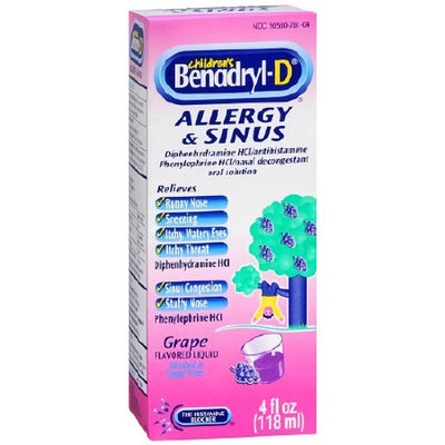 Benadryl Children's Allergy Plus Congestion® Diphenhydramine / Phenylephrine Children's Allergy Relief, 4-fluid-ounce Bottle