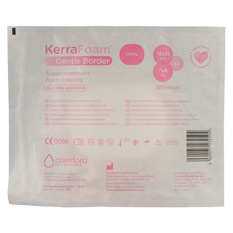 KerraFoam™ Gentle Border Silicone Foam Dressing, 7 x 8 Inch