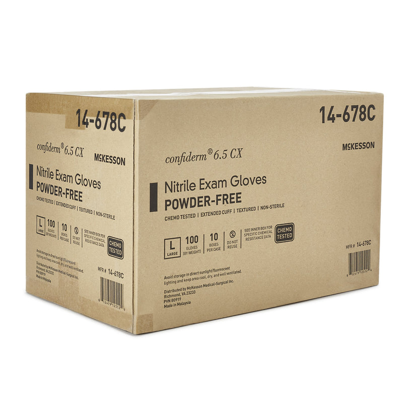 McKesson Confiderm® 6.5CX Extended Cuff Nitrile Extended Cuff Length Exam Glove, Large, Blue