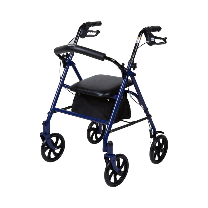 McKesson Folding Steel 4-Wheel Rollator, Blue