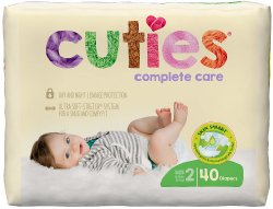 Cuties® Complete Care Diaper, Size 2, 40 per Package