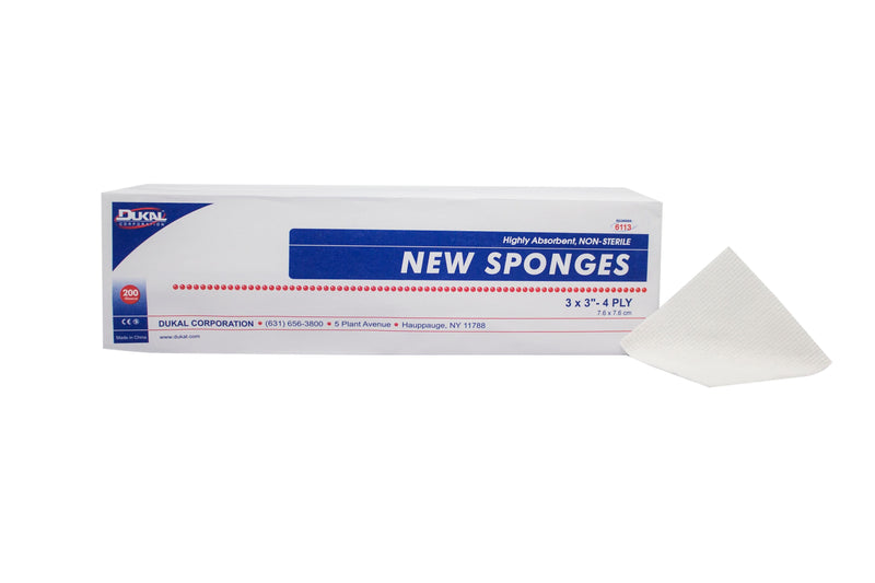 Dukal™ NonSterile Nonwoven Sponge, 3 x 3 Inch