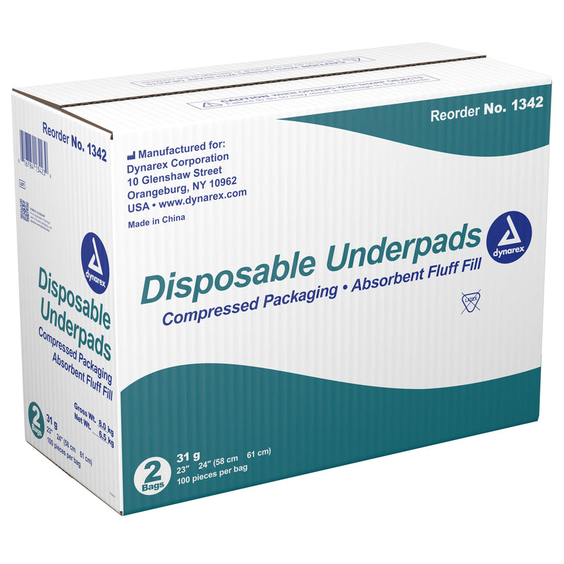Dynarex® Absorbent Fluff Fill Underpad, 23 x 24 Inch