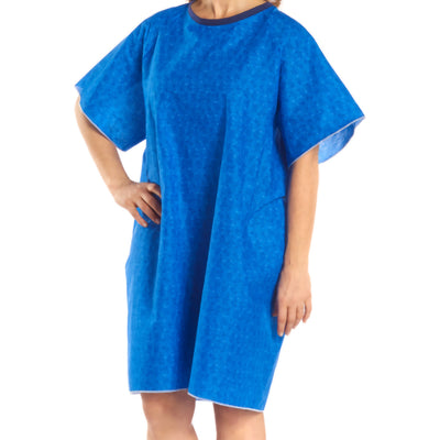 TieBack™ Patient Exam Gown, Blue Marble Print