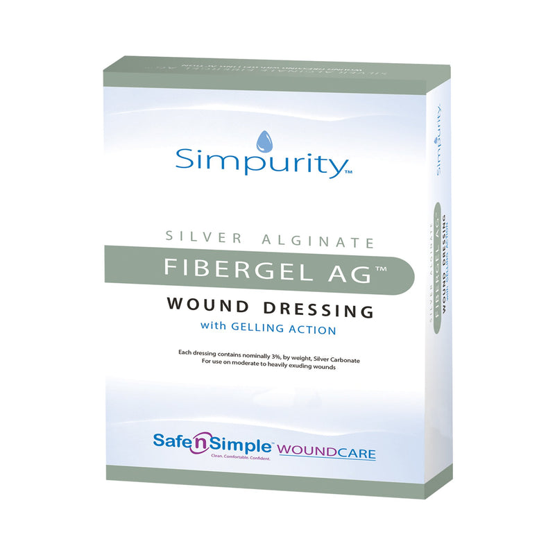 Simpurity™ Fibergel AG™ Silver Alginate Dressing, 4 x 4¾ Inch