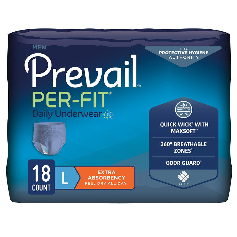 Prevail® Per-Fit® Men Adult Moderate Absorbent Underwear, Large, White