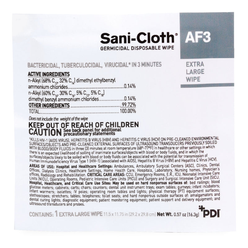 Sani-Cloth® AF3 Surface Disinfectant Cleaner Wipes, X-Large Individual Packet