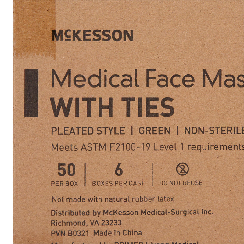McKesson Classic Style Anti-Fog Surgical Mask, Green