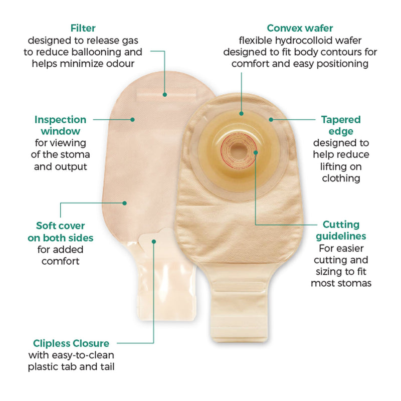 Esteem® + Flex One-Piece Drainable Opaque Ostomy Pouch, 13/16 to 1-11/16 Inch Stoma